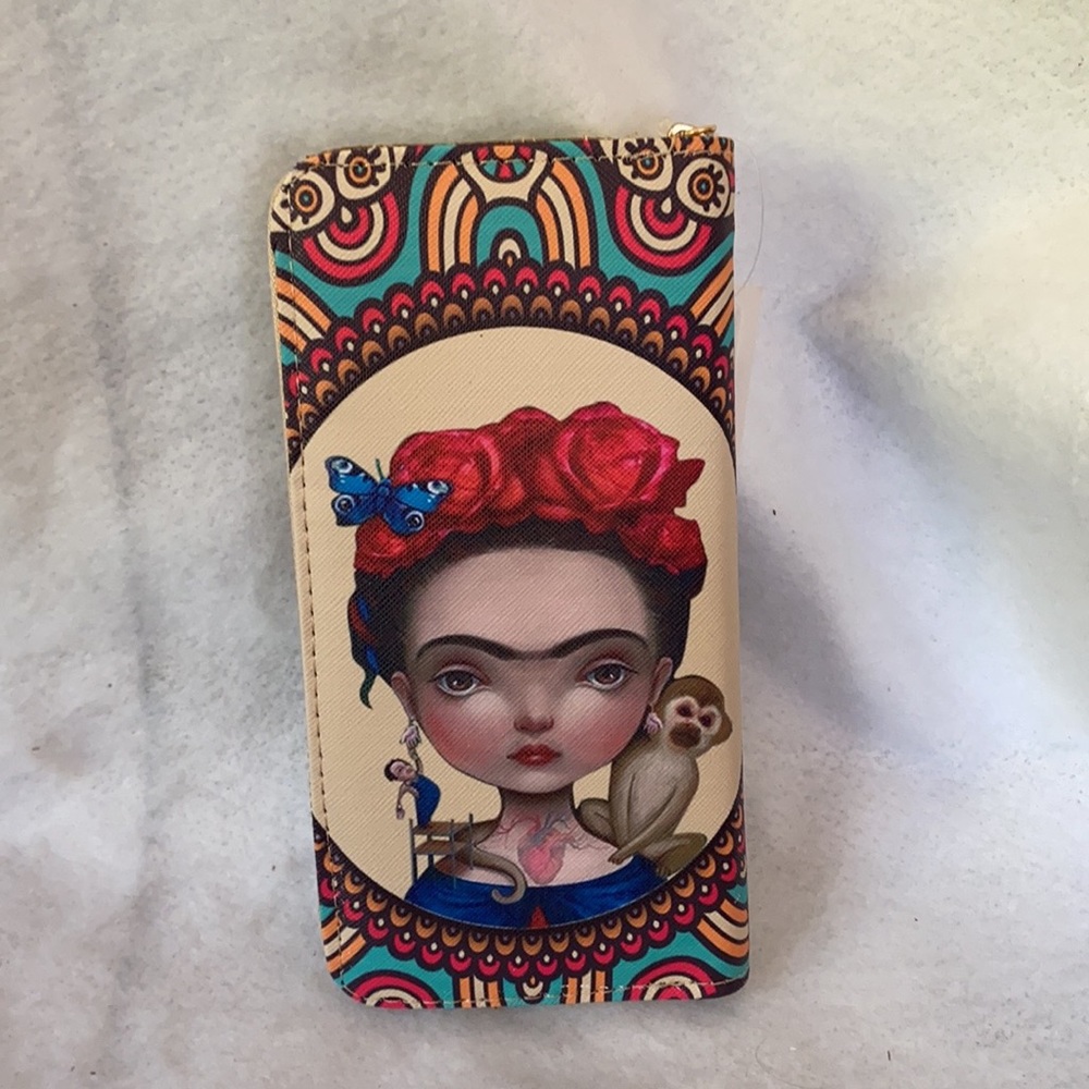 Frida Kahlo Print Clutch Wallet